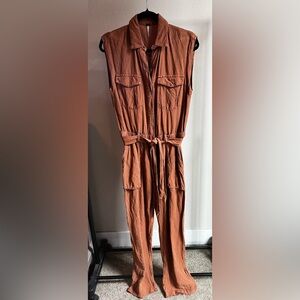 We The Free Terracotta Jumpsuit with Belt
